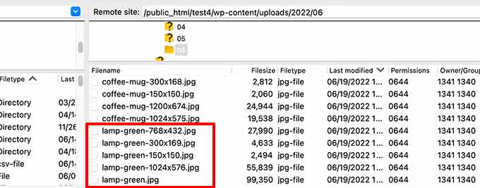 經由主機後台的 File Manager 的圖檔列示看圖片尺寸產生與圖檔大小狀況
